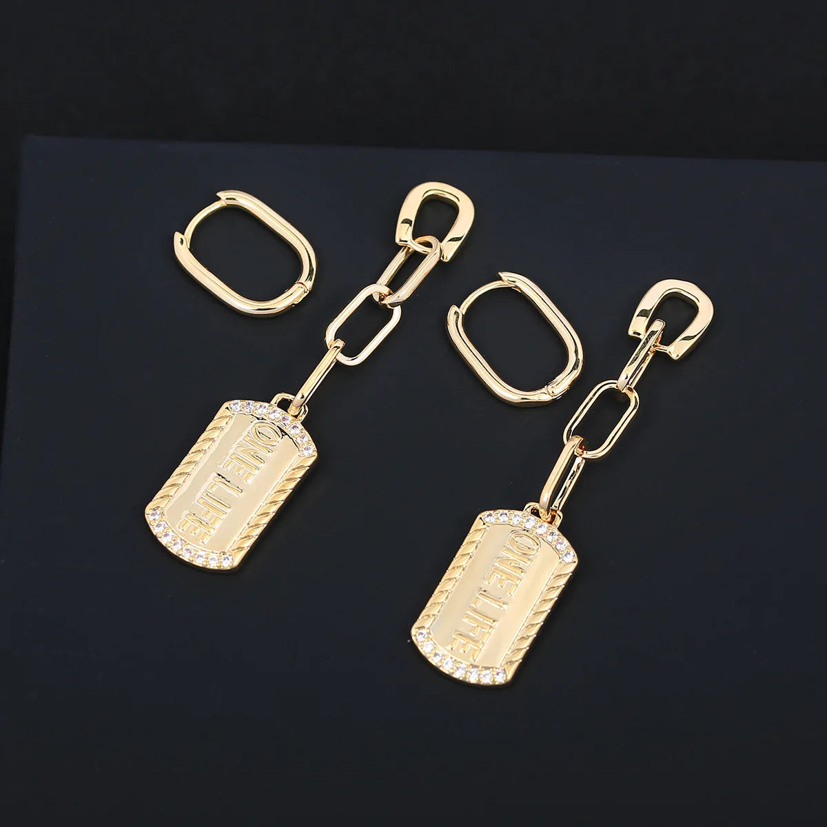 Bilincolor Luxury  Luxurious Zircon Letter Earrings for Wedding or Party