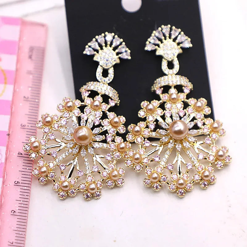 Bilincolor Micro Set Zircon Flower Earrings For Women