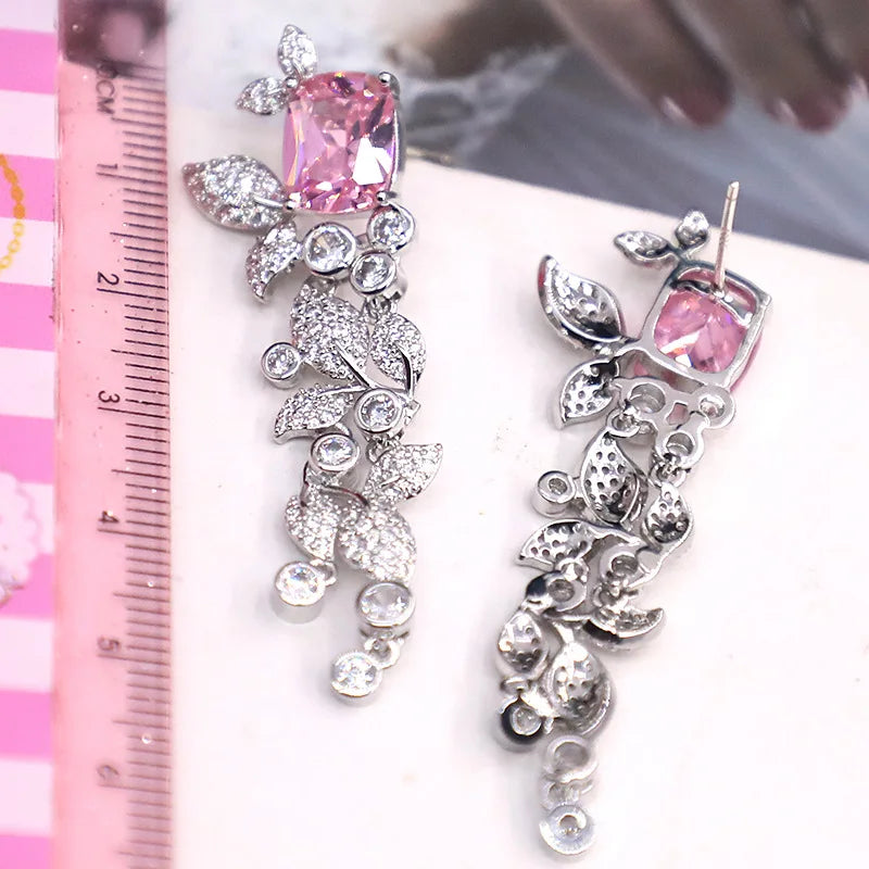 Bilincolor Micro Set  Zircon  Leaf Earrings for Women