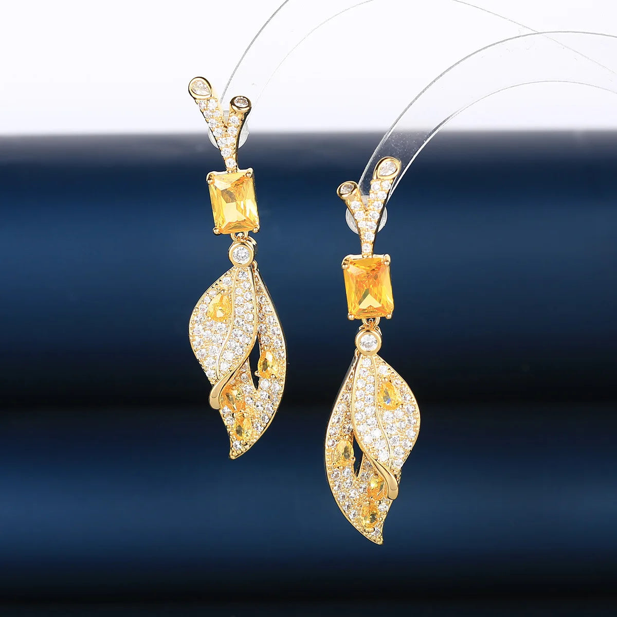 Bilincolor Luxury  New Zircon Leaf  Earrings