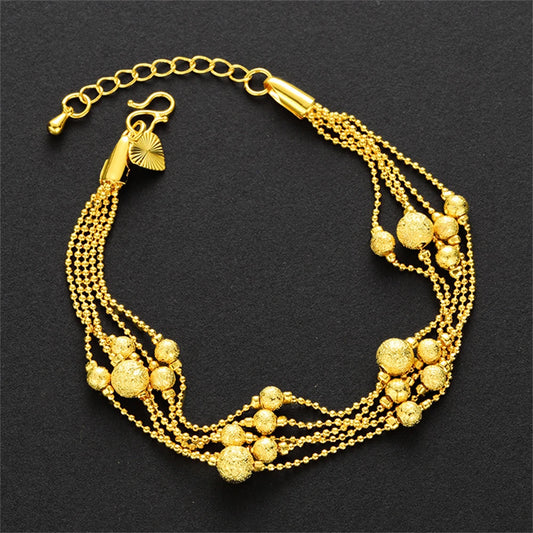 Women's Hand Bracelets Gold Color Multi Layer Beaded Chain Charm Bracelet Wristband Pulsera Femme Trendy Jewelry Party Gifts