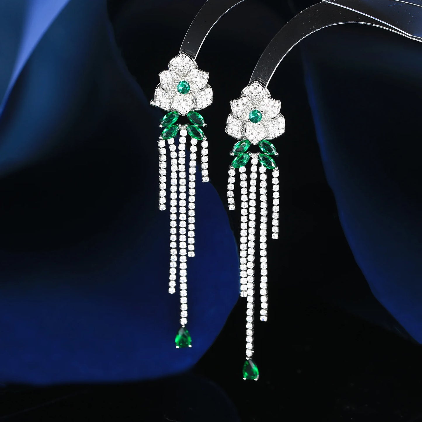 2022 Zircon  Flower Tassel Earrings  for Wedding or Party