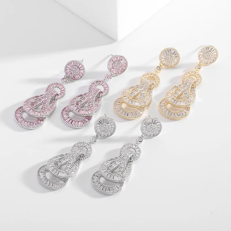 Bilincolor Fashionable Zircon Inlaid Design Knot Earrings for Gift