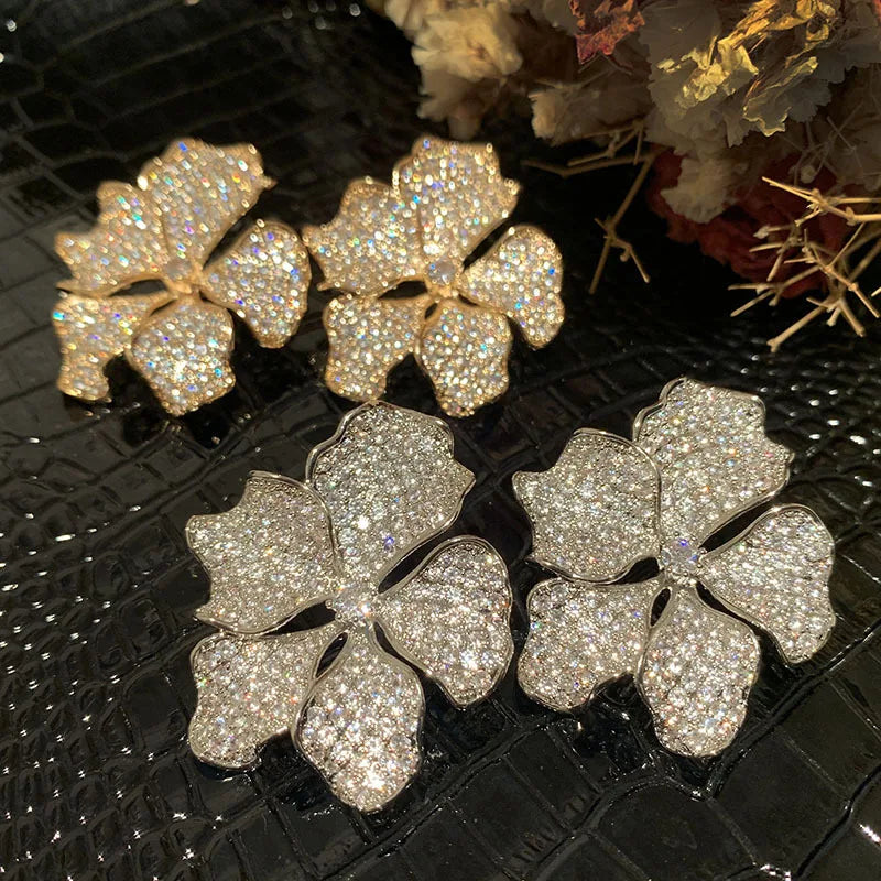 Bilincolor Luxury Three-Dimensional Flower Earrings for Party or Wedding