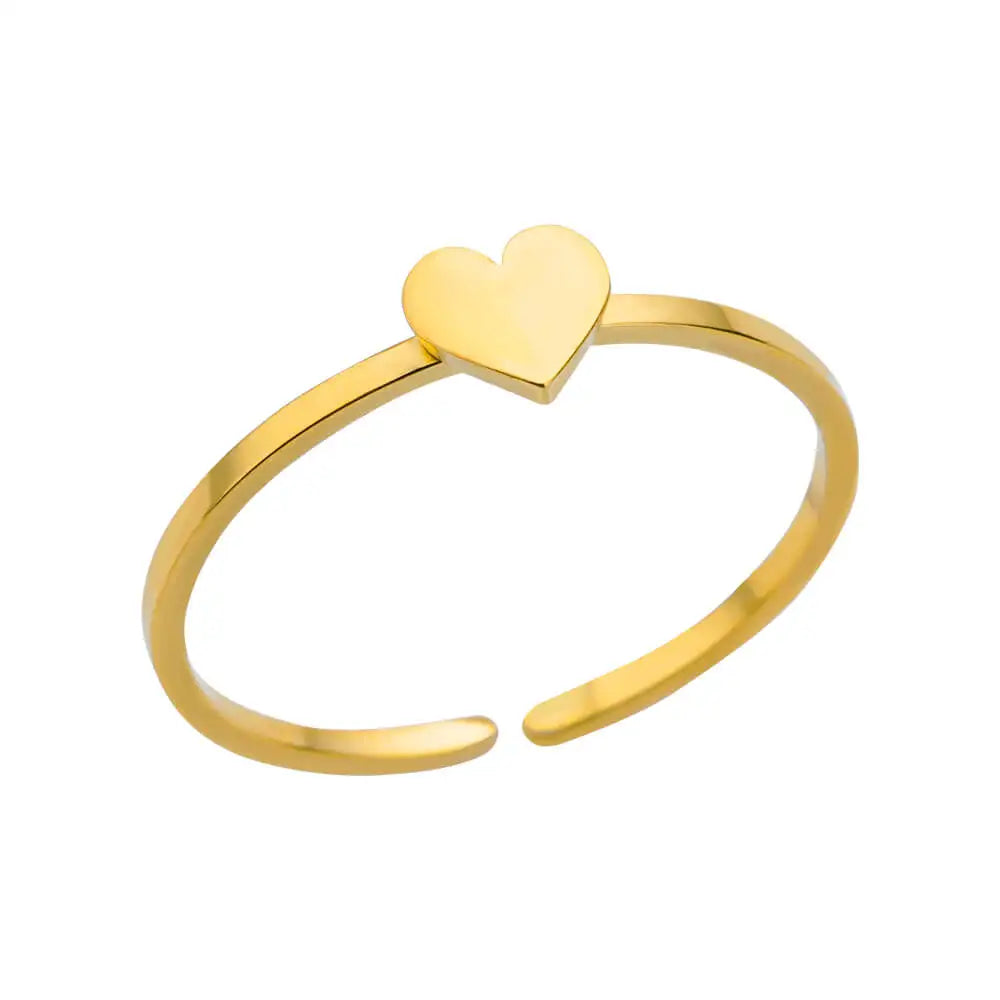 Heart Rings for Women Grils Gold Color Adjustable Stainless Steel Ring 2024 Trend Luxury Wedding Couple Jewelry anillos mujer