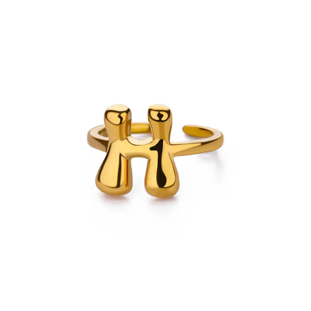 Chunky Initial Letter Rings for Women Gold Color Stainless Steel Ring Classic Alphabet Jewelry Finger Accessories anillos mujer