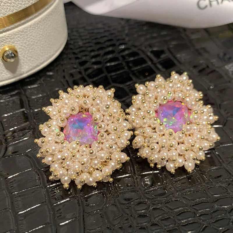 Bilincolor Multi Layered Pearl Crystal Earrings for Women