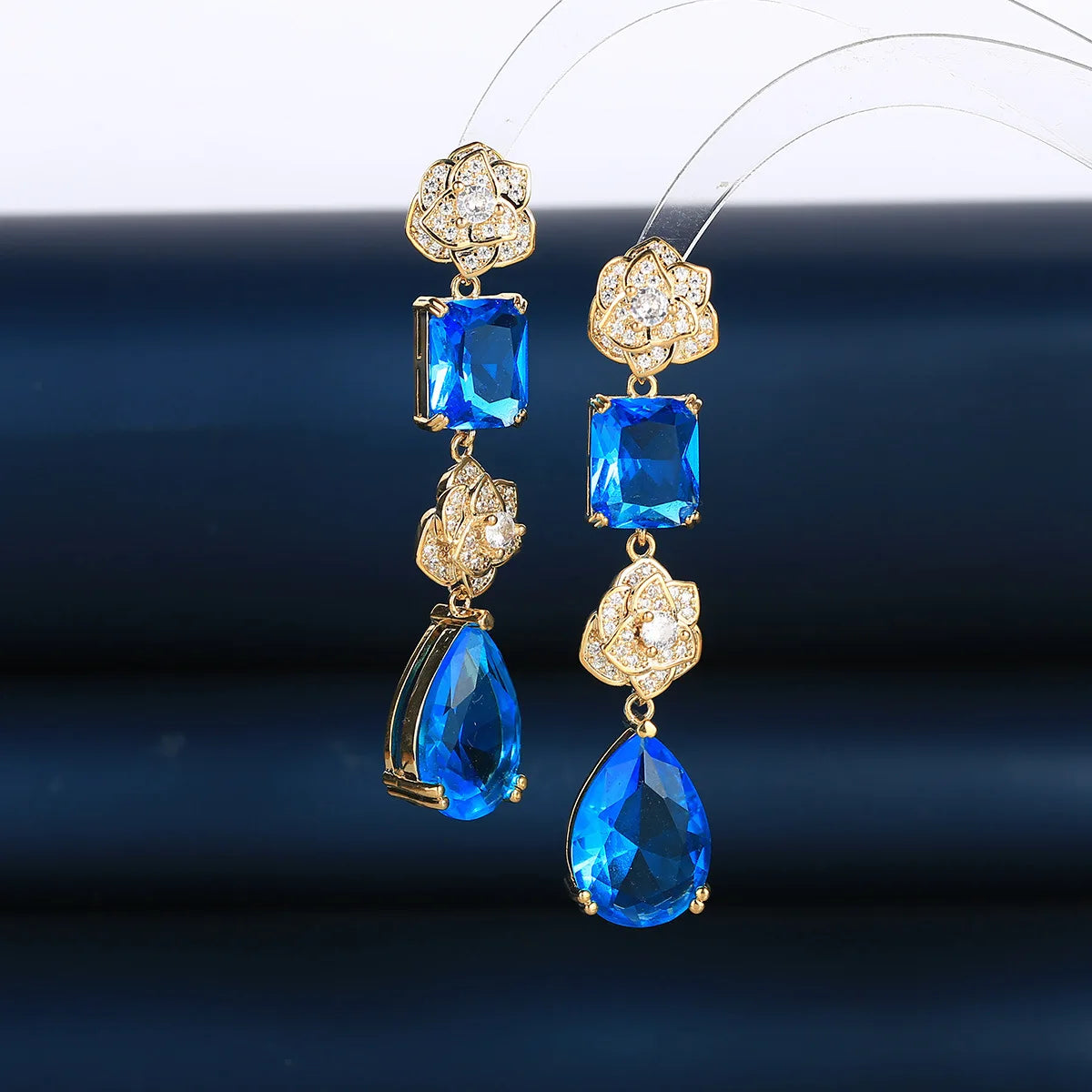 Light Luxury Flower Zircon Water Drop Earrings For Women or Girls  Chrismas' Gift