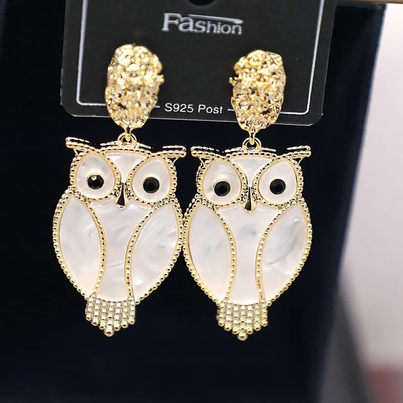 Bilincolor Micro-set Zircon Personalized Owl Earrings for Women