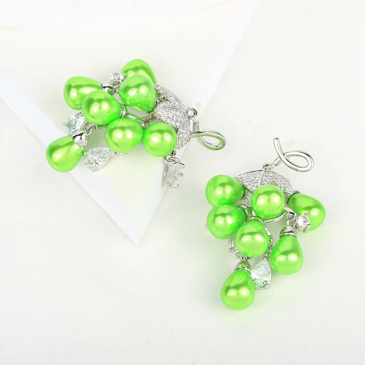 Bilincolor Light Luxury Fashion Green Grape Earrings for Wedding or  Party