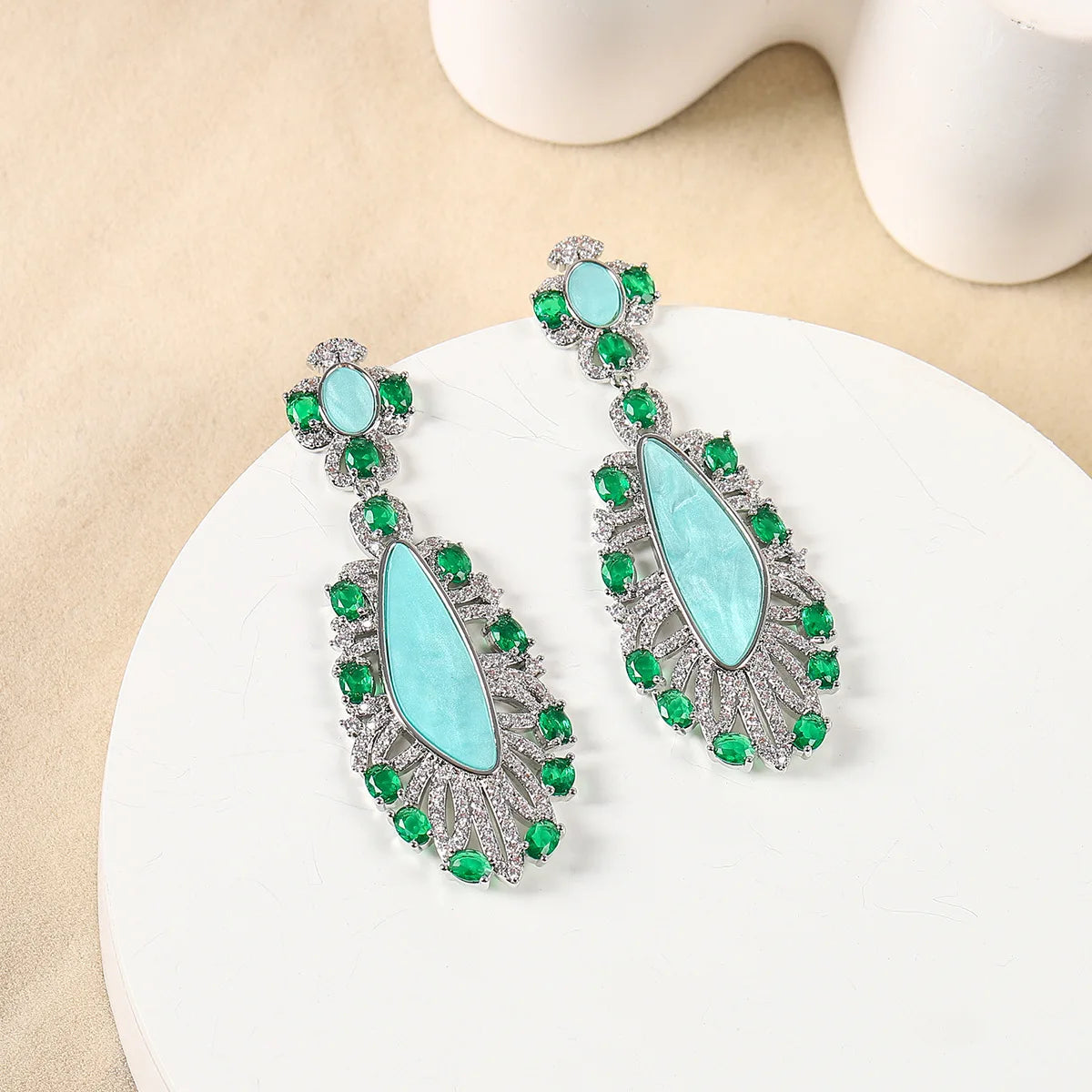 Bilincolor Irregular Design Micro Inlaid Zircon Earrings For Women