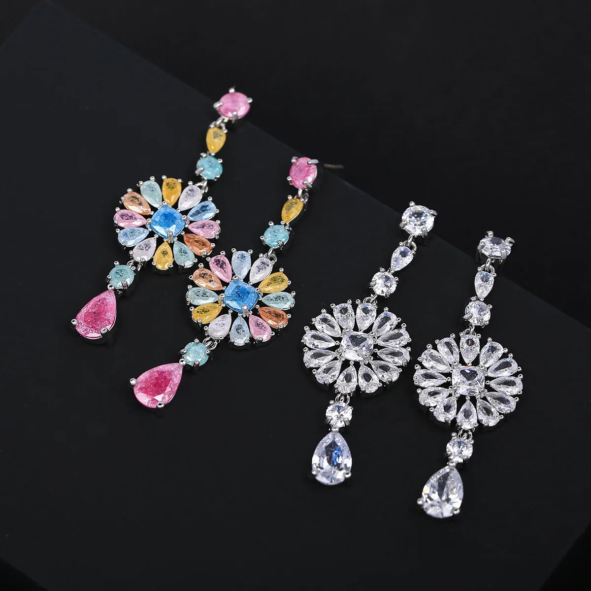 Luxury New Colored Zircon High-end Earrings  For Women or Girls  Chrismas' Gift