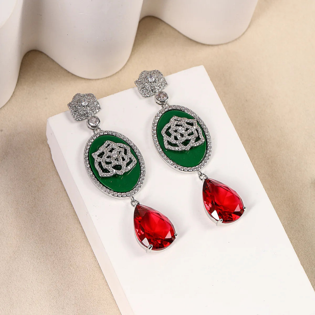 Bilincolor Earrings with Flower Oil Dripping Craft For Women