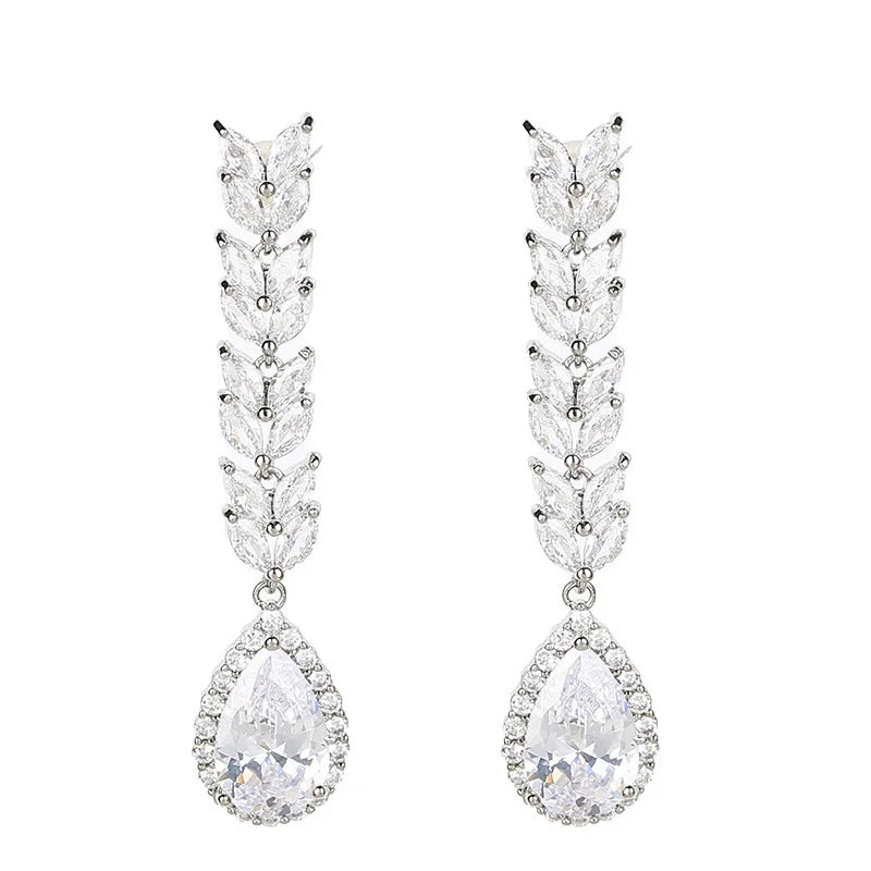 Bilincolor Light Luxury Water Drop Zircon Earrings  For Women or Girls'  Christmas Gift