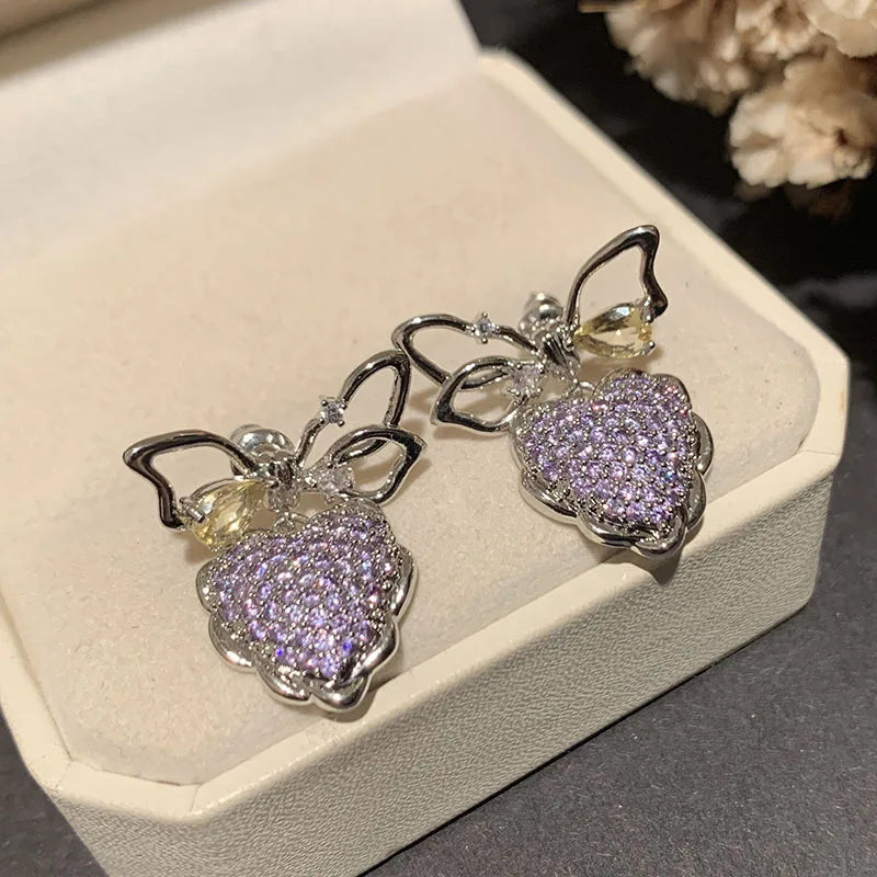 Bilincolor Luxury  Zircon Strawberry Earrings for Wedding or Party