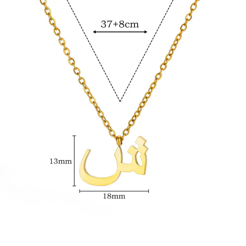 Arabic Letter Pendant Necklaces for Women Gold Color Initials Necklace 2024 Trend New Alphabet Stainless Steel Jewelry collar