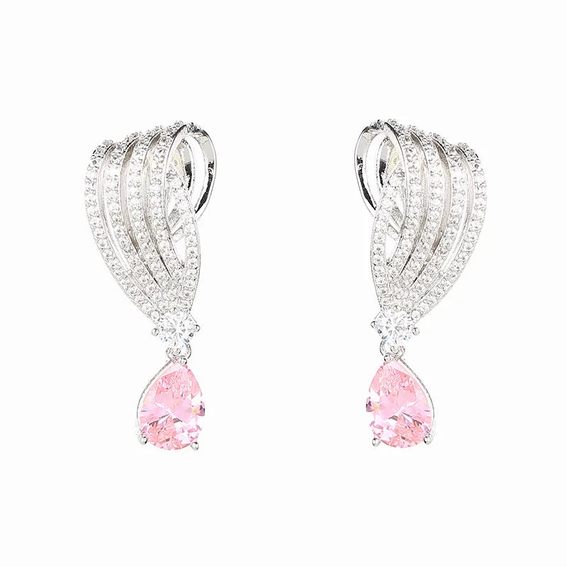 Bilincolor Luxury  Water Drop Zircon Earrings for Wedding or Party