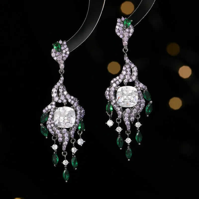 Bilincolor Luxury Zircon Inlaid Elegant Earrings  for  Wedding  or Party