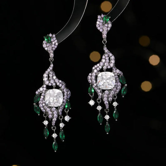 Bilincolor Luxury Zircon Inlaid Elegant Earrings  for  Wedding  or Party