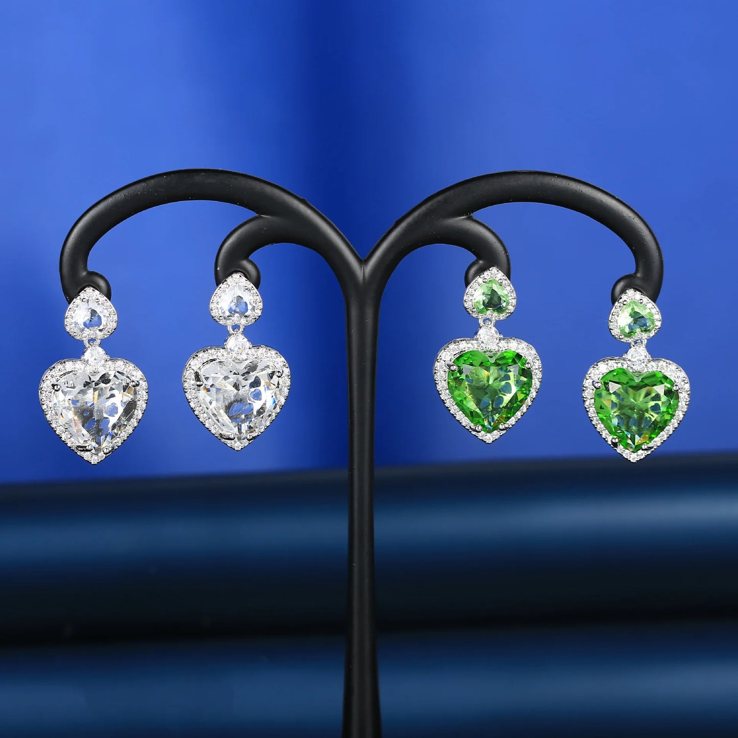 Bilincolor Light Luxury Zircon Love Earrings for Party or Wedding