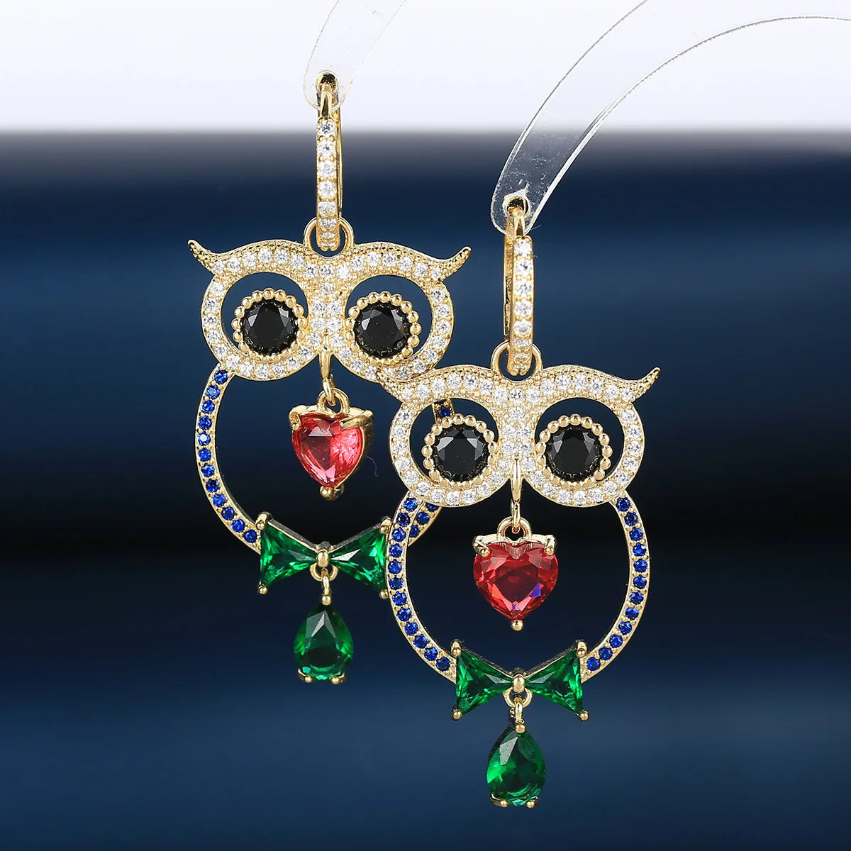 Luxury and Fashionable  Owl Shaped Zircon Earrings For Women or Girls' Gift