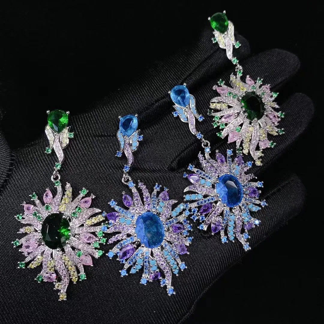 Bilincolor Fashion New Micro-Set Zircon Fireworks Water Drop Earrings for Party