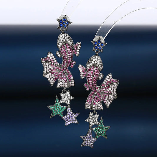 Luxury and Fashionable Colorful Zircon Carp Earrings For Women or Girls'  Christmas Gift