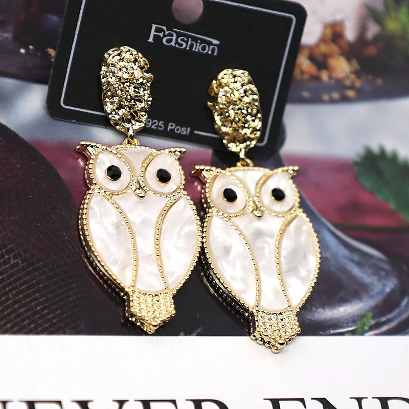 Bilincolor Micro-set Zircon Personalized Owl Earrings for Women