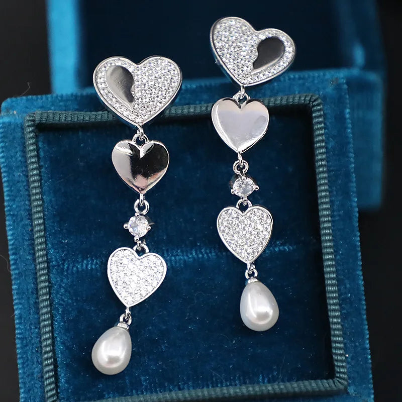 Bilincolor Fashion New Korean Style Peach Heart Earrings for Women