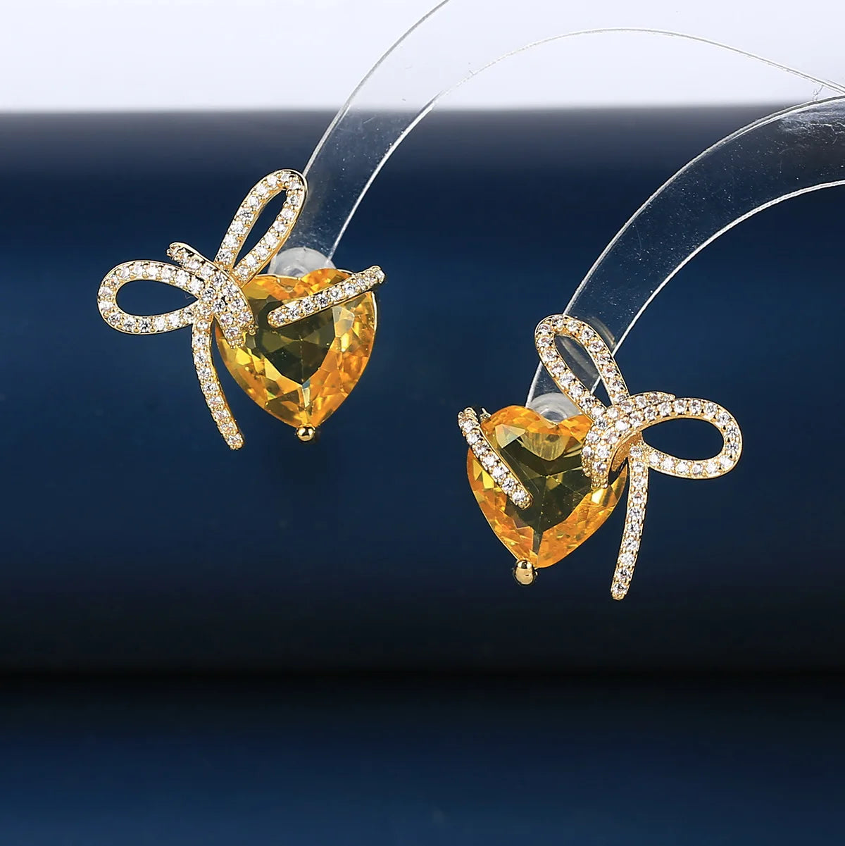 Bilincolor New Bow Shaped Light Colored Zircon Earrings  for   Wedding  or  Party