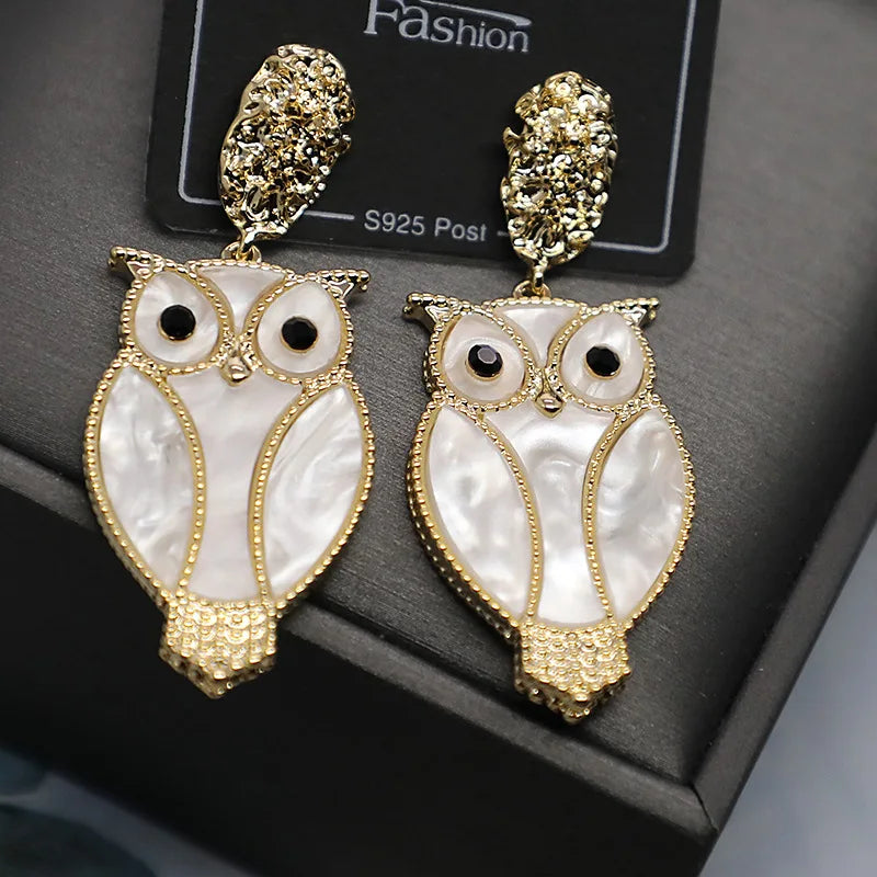 Bilincolor Micro-set Zircon Personalized Owl Earrings for Women