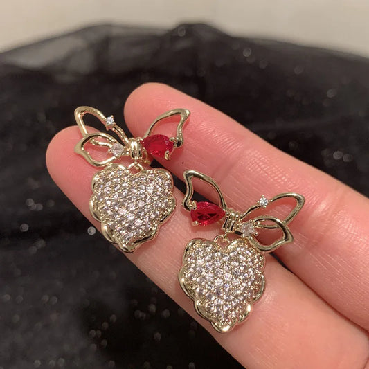 Bilincolor Luxury  Zircon Strawberry Earrings for Wedding or Party