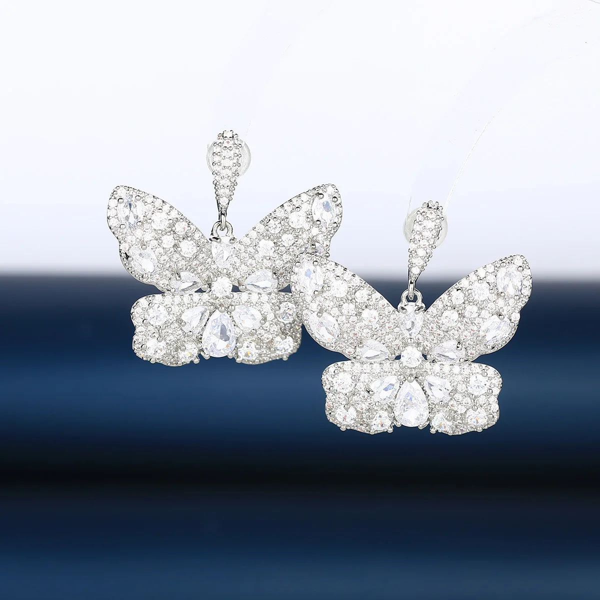 Bilincolor Light Luxury Fashion Zircon Butterfly Earrings for Wedding or Party for Black Friday