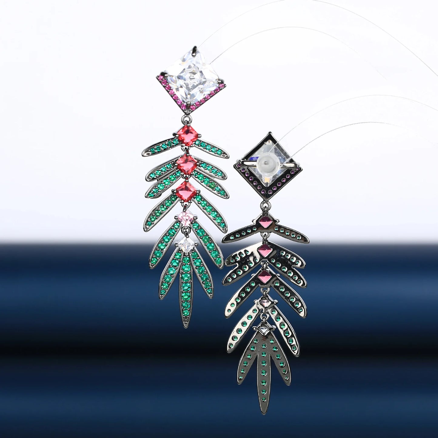 Bilincolor Light Luxury Maple Leaf Zircon Elegant Earrings for  Wedding or  Party