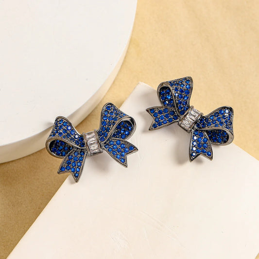 Bilincolor Butterfly Knot Micro Inlaid Zircon Earrings for Women