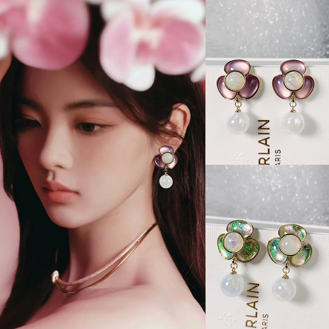 Bilincolor  Fashionable Three-dimensional Colorful Flower Light Luxury Temperament Earrings