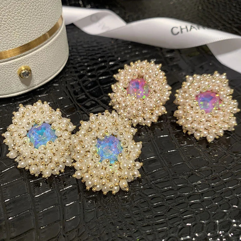 Bilincolor Multi Layered Pearl Crystal Earrings for Women