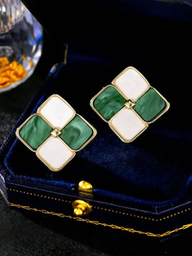 Bilincolor Geometric Color Block Earrings For Women