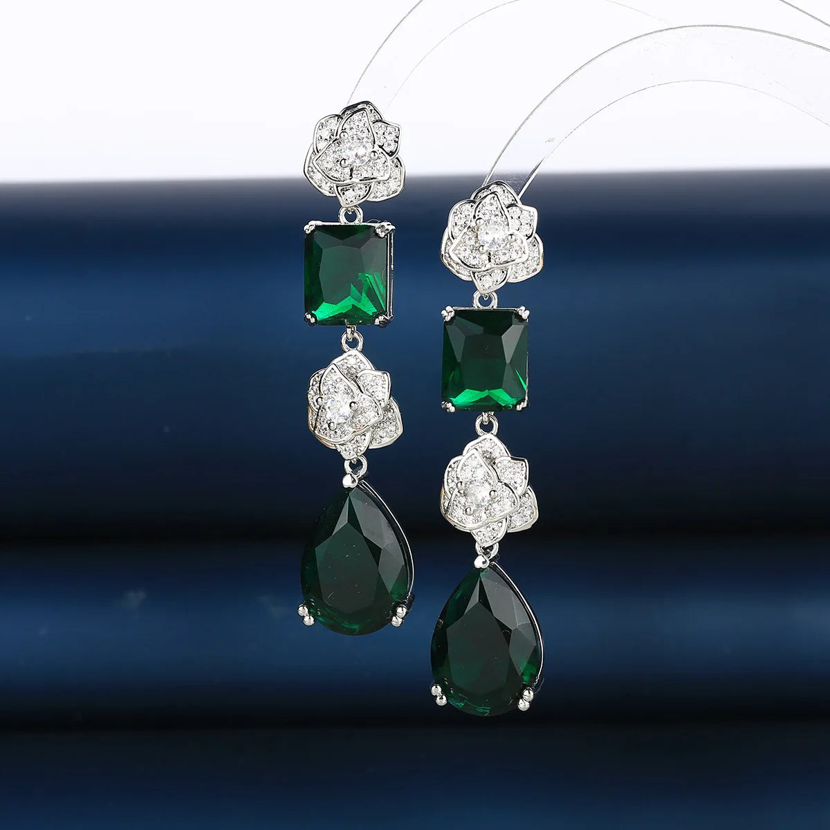 Light Luxury Flower Zircon Water Drop Earrings For Women or Girls  Chrismas' Gift