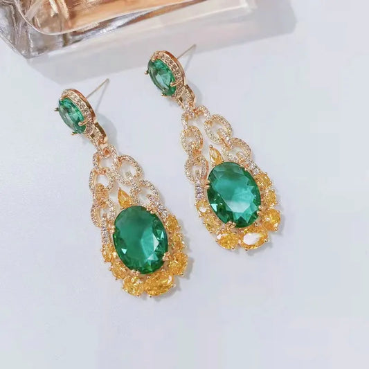 Bilincolor Green Cubic Zirconia Luxury Earring for Women