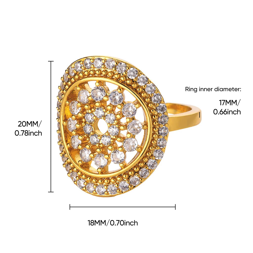 Cubic Zirconia Flora Rings for Women Gold Color Stainless Steel Ring 2024 Trend New Couple Band Shine Aesthetic Jewelry anillos