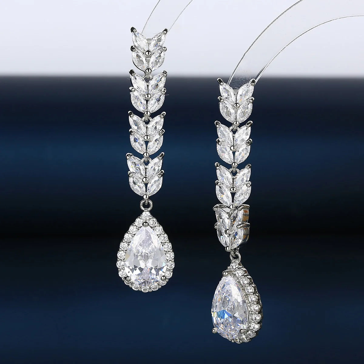 Bilincolor Light Luxury Water Drop Zircon Earrings  For Women or Girls'  Christmas Gift