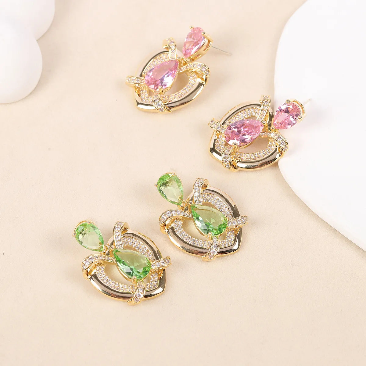 Bilincolor Heart Shaped Zircon Earrings  for Women