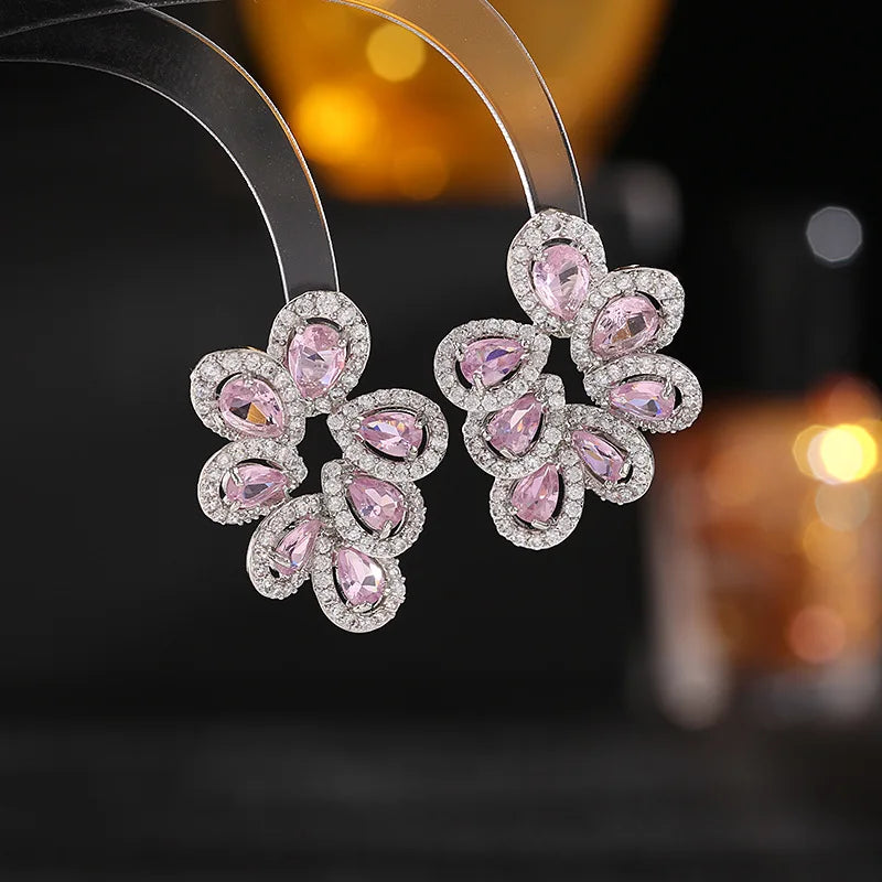 Bilincolor New Fashion Elegant Design Drop Shaped Zircon Stud Earrings for Wedding or Party