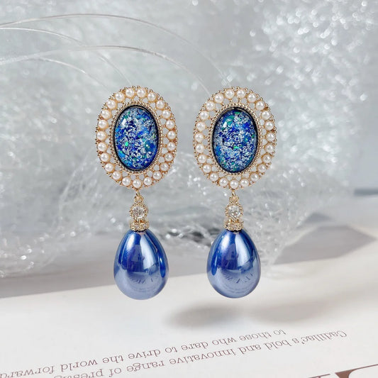 Bilincolor Fashion Palace Style Baroque Colorful Beads Light Luxury Earrings