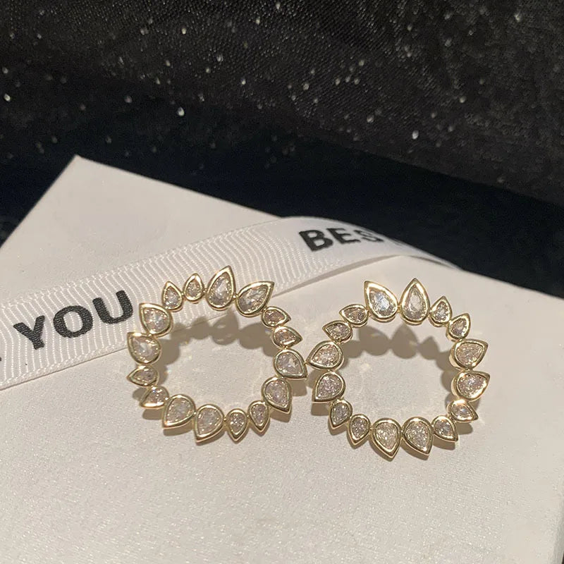 Bilincolor Light Luxury Gradient Drop Circle Sunflower Earrings  for Women for Women