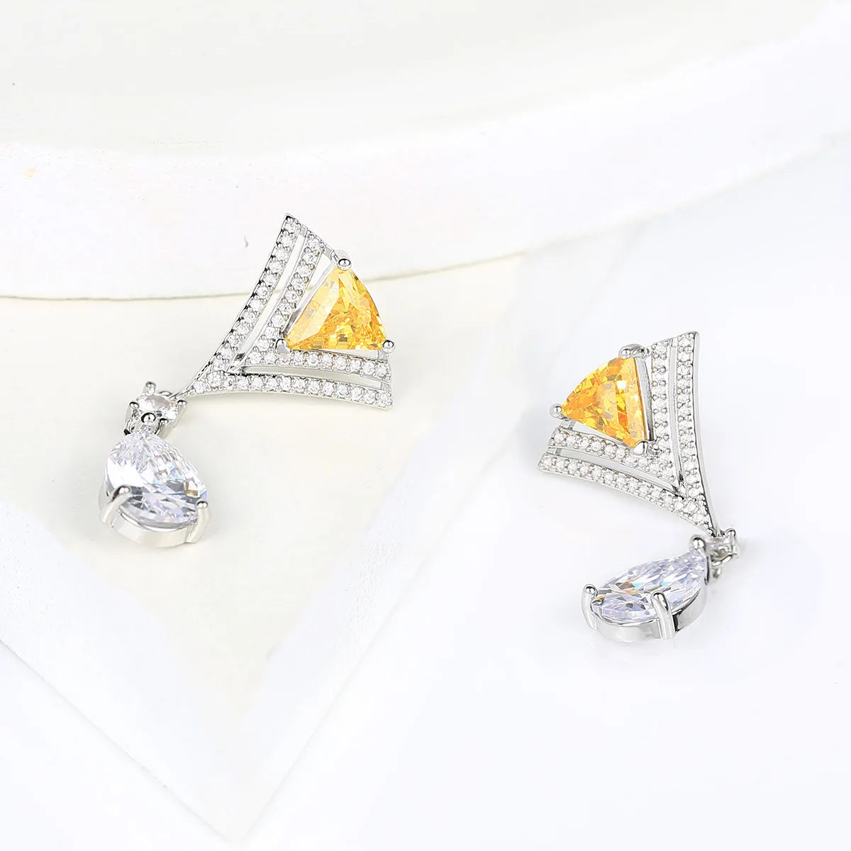 2022 New Fan-shaped Zircon Fashion Design Earrings  for Wedding  or Party