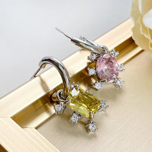 Bilincolor Vintage Yellow Crystal Zircon Earrings For Women