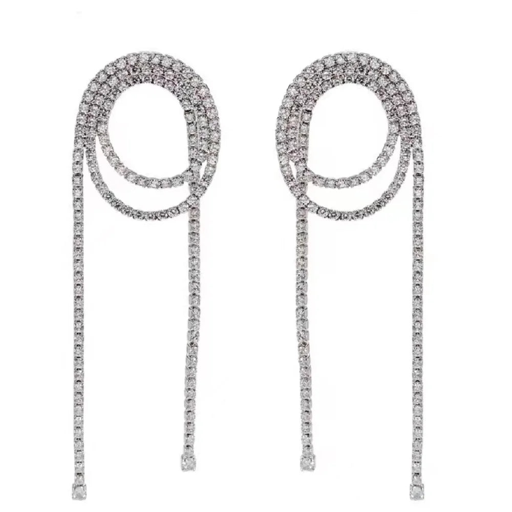 Bilincolor Designer Zircon Round Tassel Earringsfor Women