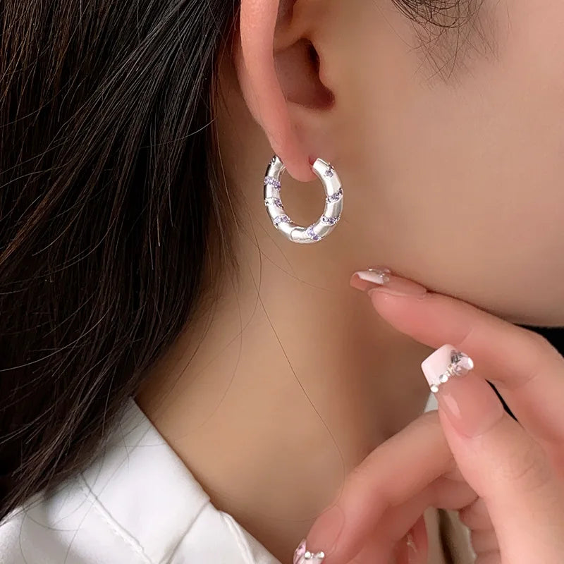 Bilincolor Zircon Circle Earrings for Women